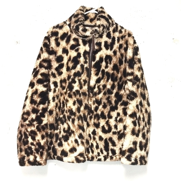 Member's Mark Cozy Sherpa faux fur leopard print zipper front jacket Size: XL - Picture 1 of 5